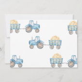 Blauwe tractor verjaardagsfeestje foto kaart (Achterkant)