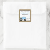 Blauwe tractor verjaardagsfeestje gunst sticker (Tas)