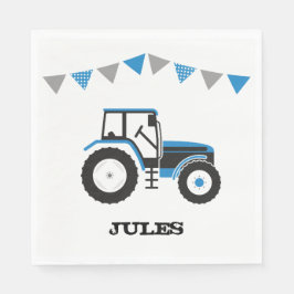 Blauwe Tractor Verjaardagsfeestje Papieren servett Servet