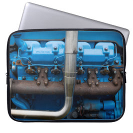 Blauwe tractormotor laptop sleeve