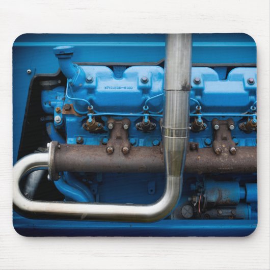 Blauwe tractormotor muismat (Voorkant)