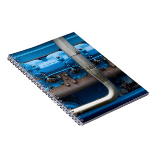 Blauwe tractormotor notitieboek