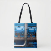 Blauwe tractormotor tote bag (Voorkant)