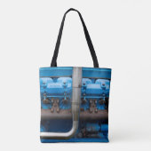 Blauwe tractormotor tote bag (Achterkant)