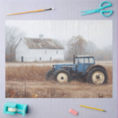 Blauwe tractorschuur en veldontkoppeling tissuepapier (Craft)