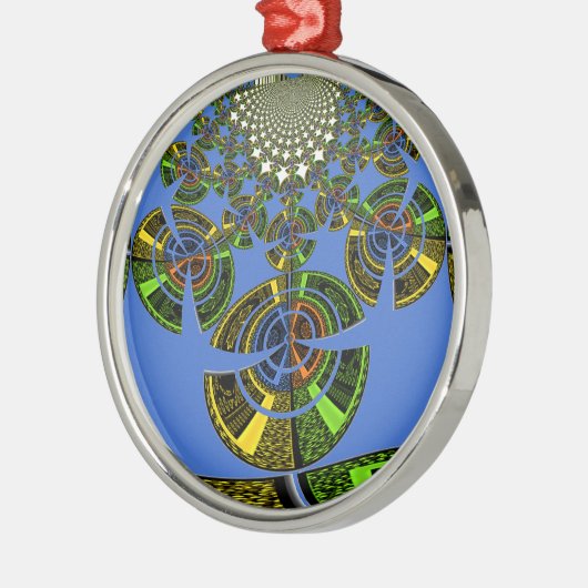 Blauwe traditie metalen ornament (Links)