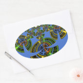 Blauwe traditie ovale sticker (Envelop)