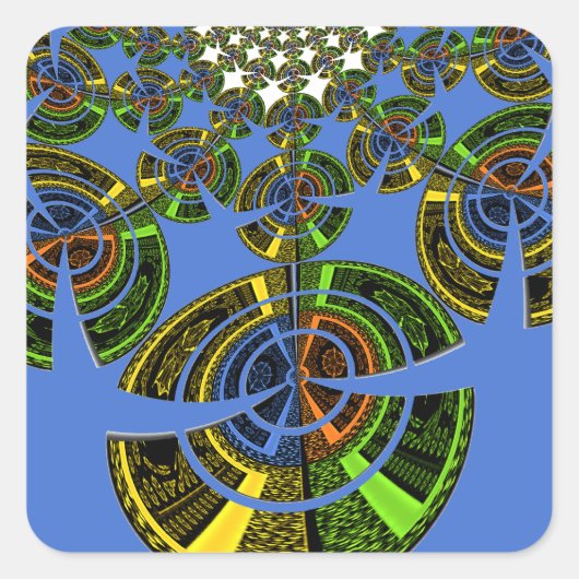 Blauwe traditie vierkante sticker (Voorkant)