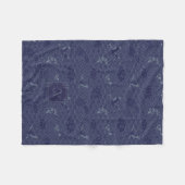 Blauwe Traditionele Japanse Golf Seigaiha Monogram Fleece Deken (Voorkant (Horizontaal))