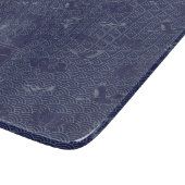 Blauwe Traditionele Japanse Golf Seigaiha Monogram Snijplank (Hoek)