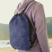 Blauwe Traditionele Japanse Golf Seigaiha Monogram