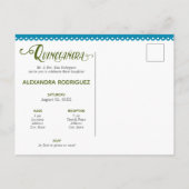 Blauwe Traditionele Mexicaanse Bloem Quinceanera F Uitnodiging Briefkaart (Achterkant)