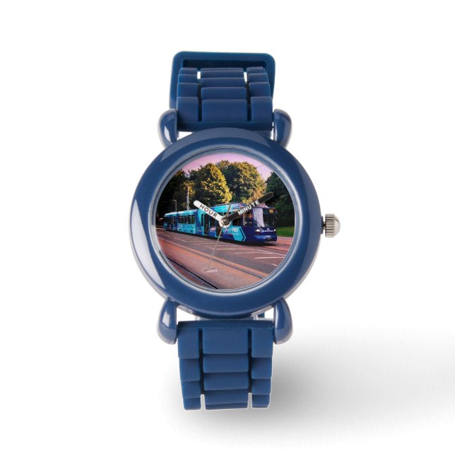 Blauwe tram horloge (Voorkant)