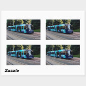 Blauwe tram rechthoekige sticker (Vel)