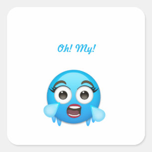 Blauwe Tranen van Geluk: De Overweldigde Emoji Vierkante Sticker
