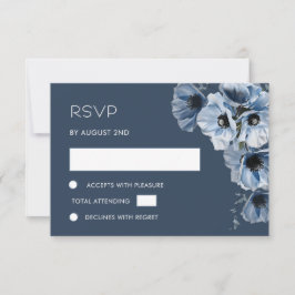 Blauwe Transparante Bloem RSVP Kaart