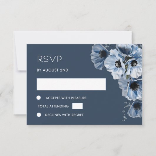 Blauwe Transparante Bloem RSVP Kaart (Voorkant)