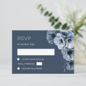 Blauwe Transparante Bloem RSVP Kaart (Staand voorkant)
