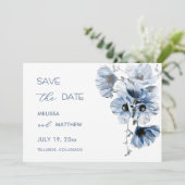 Blauwe Transparante Bloem RSVP Kaart (Staand voorkant)