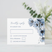 Blauwe Transparante Bloem RSVP Kaart (Staand voorkant)