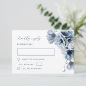Blauwe Transparante Bloem RSVP Kaart (Staand voorkant)