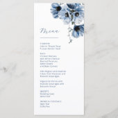 Blauwe Transparante Bloemen Bruiloft Menu (Voorkant)