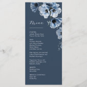Blauwe Transparante Bloemen Bruiloft Menu (Voorkant)
