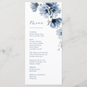 Blauwe Transparante Bloemen Bruiloft Menu (Voorkant)