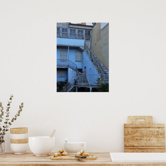 Blauwe trap in Athene Poster (Keuken)