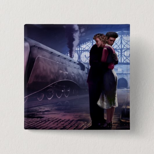 Blauwe trein 2 vierkante button 5,1 cm (Voorkant)