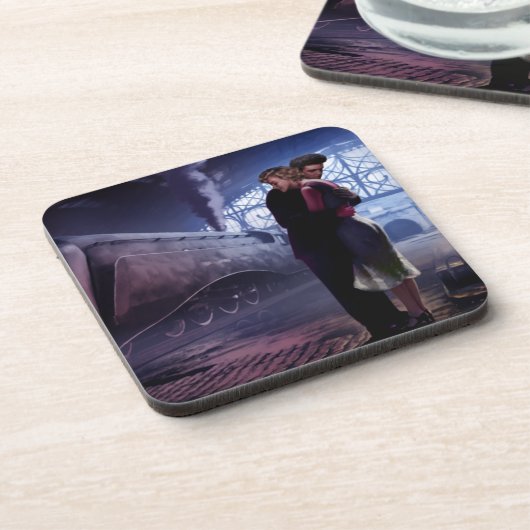 Blauwe trein drankjes onderzetter (Linkerzijde)