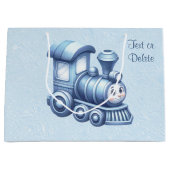 Blauwe Trein Gift Bag Groot Cadeauzakje (Voorkant)