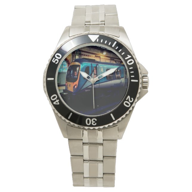 Blauwe trein horloge (Voorkant)