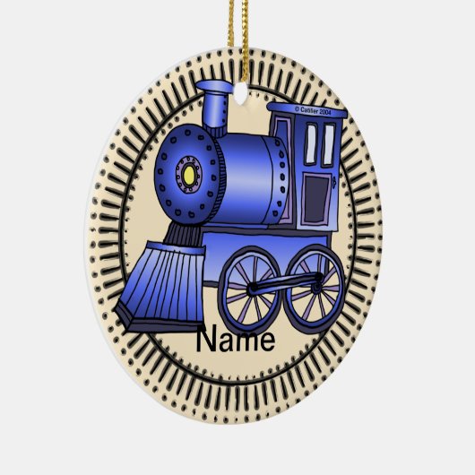 Blauwe trein keramisch ornament (Rechts)