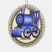 Blauwe trein keramisch ornament (Links)