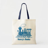 Blauwe trein kinder met de naam id library canvas tote bag (Voorkant)