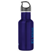 Blauwe trein kinder naam gele drinken fles (Achterkant)