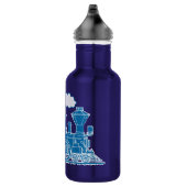 Blauwe trein kinder naam gele drinken fles (Rechts)