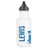 Blauwe trein kinder naam witte drinken fles (Links)