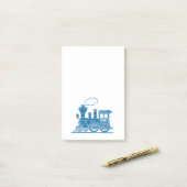 Blauwe trein met de naam graphic post het merkt op post-it® notes (Op bureau)