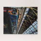 Blauwe trein, op het station legpuzzel (Horizontaal)