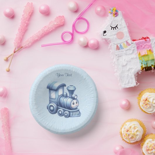 Blauwe trein papier kom (Feest)