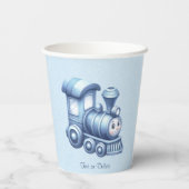 Blauwe trein papieren bekers (Achterkant)