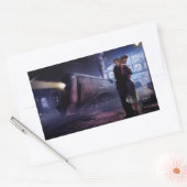 Blauwe trein rechthoekige sticker (Envelop)