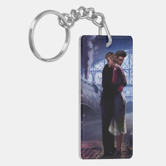 Blauwe trein sleutelhanger (Voorkant Links)