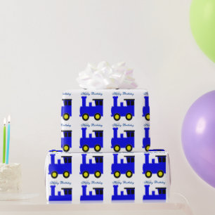 Blauwe Trein Verjaardag Cadeaupapier