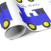 Blauwe Trein Verjaardag Cadeaupapier (Rol Hoek)