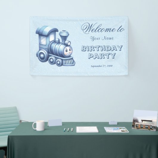 Blauwe Trein Verjaardag Welkom Spandoek (Beurs)