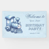 Blauwe Trein Verjaardag Welkom Spandoek (Horizontaal)