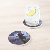 Blauwe trein zandsteen onderzetter (Zijkant)